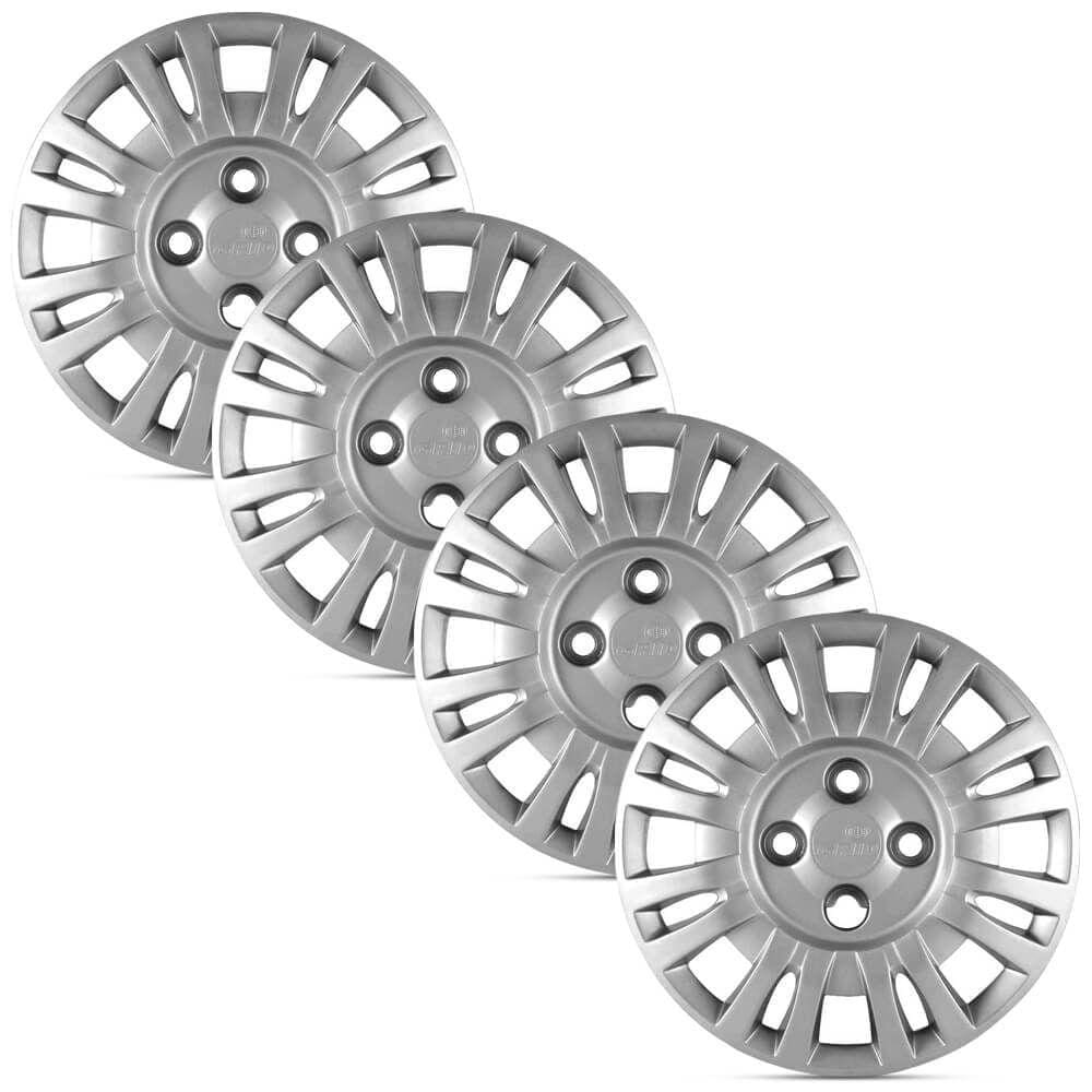 Jogo 4 Calota Modelo Original Fiat Uno Prata Aro 13 Grid
