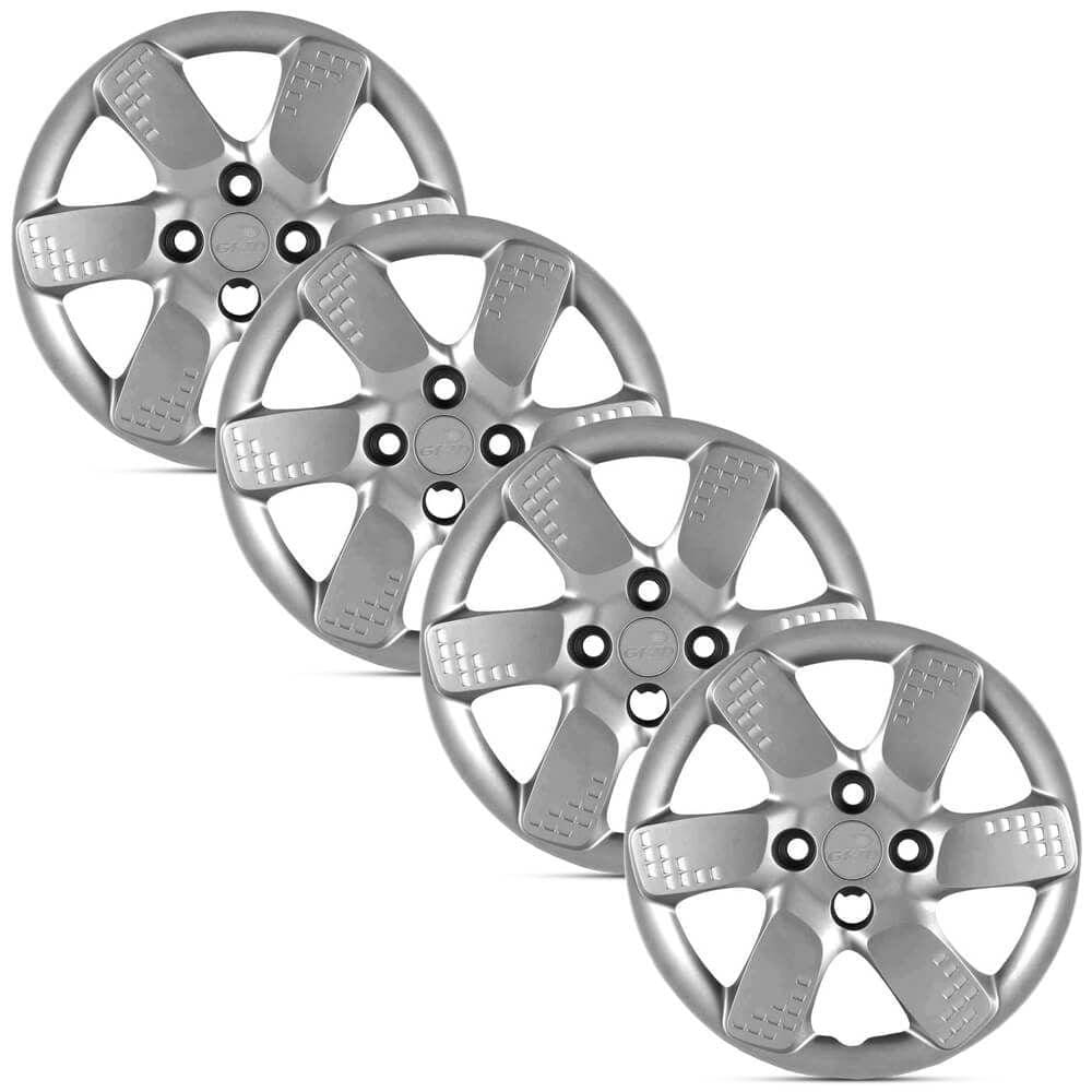 Jogo 4 Calota Modelo Original Fiat Uno Prata Aro 13 Grid
