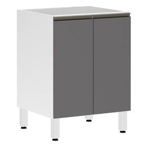 Balcão Sem Tampo 60cm Branco Com Cinza Puro