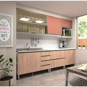 Cozinha Modulada 7 Peças Sem Tampo De 120 Branco Com Cumaru