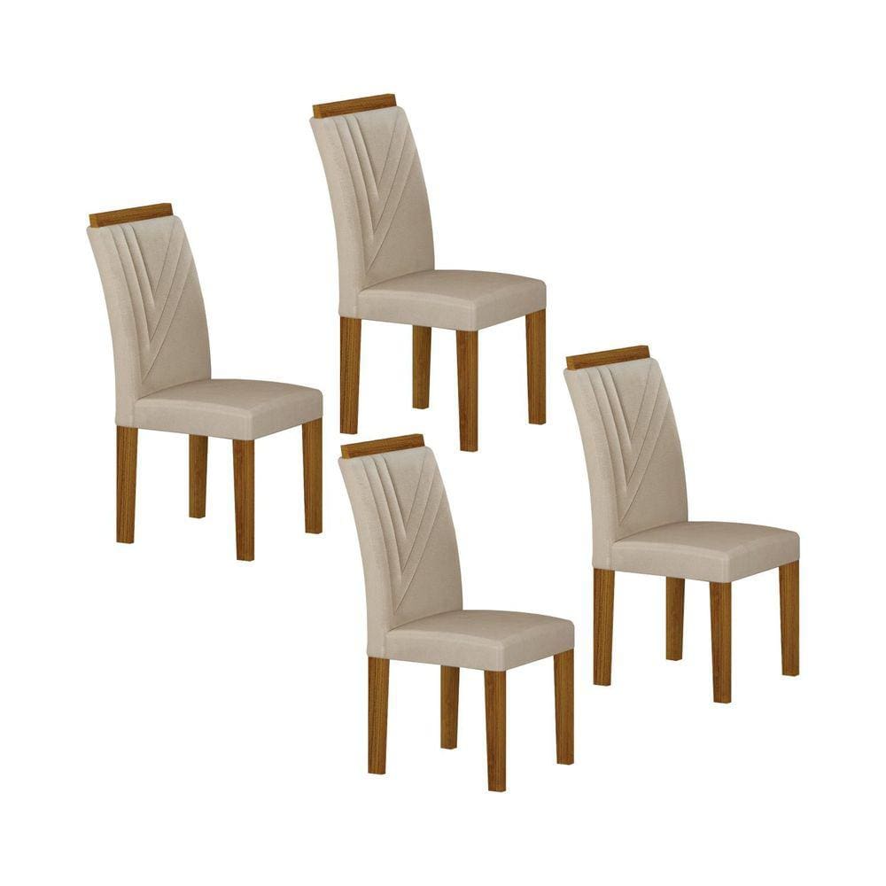 Conjunto 4 Cadeiras 97cm Miami Yescasa Freijó/Palha