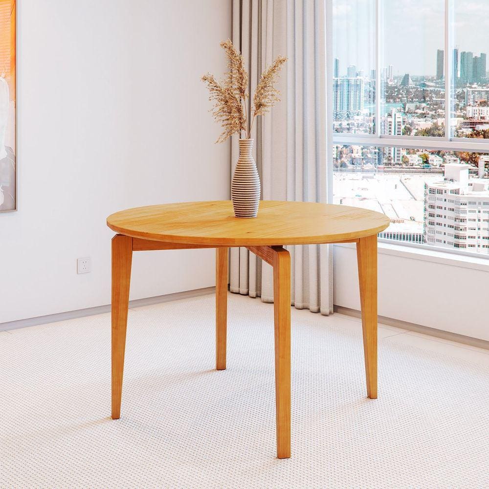 Mesa para Sala de Jantar Redonda 115cm Seiva CabeCasa MadeiraMadeira Amendoa
