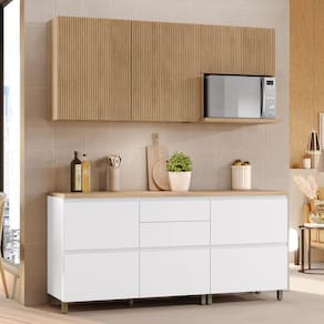 Cozinha Completa 4 Peças 100% MDF Rainha Branco/Marrom