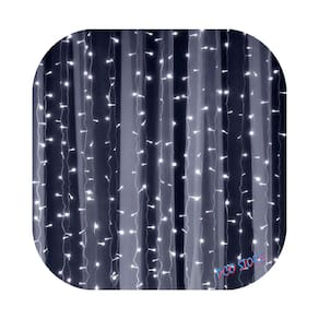Cortina 500 Led 4,0m x 2,2m 8 Funções Branco Frio Decor Festa Casa Natal 110V