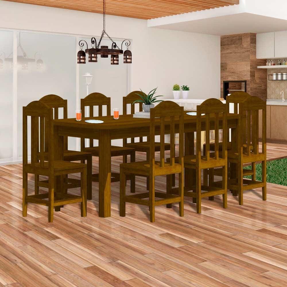 Conjunto Mesa de Jantar 8 Lugares Quadrada com 8 Cadeiras em Madeira  Belissima Bege 150x150cm - ecadeiraslegacy