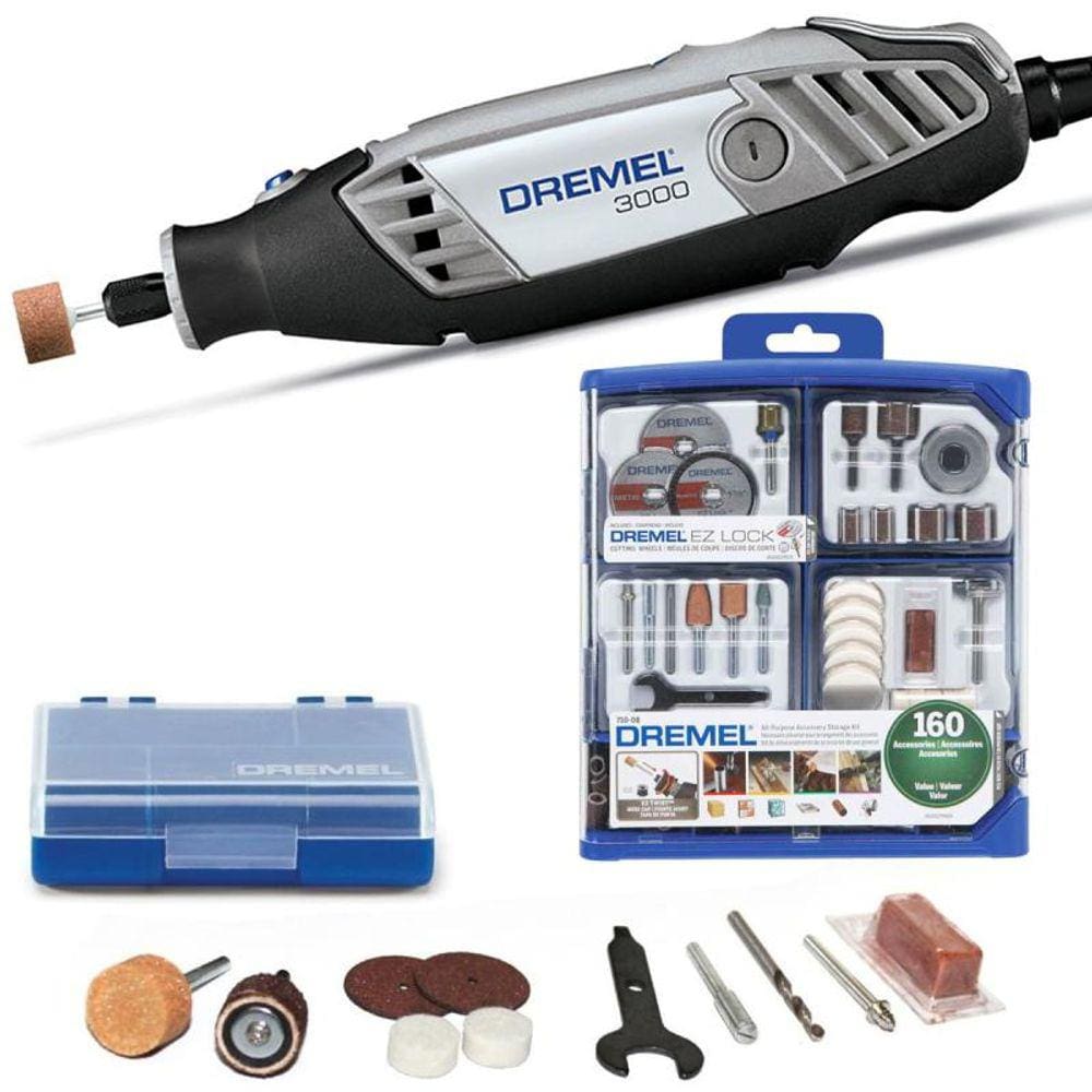 Kit micro retífica com 10 acessórios - 3000 110V - Dremel