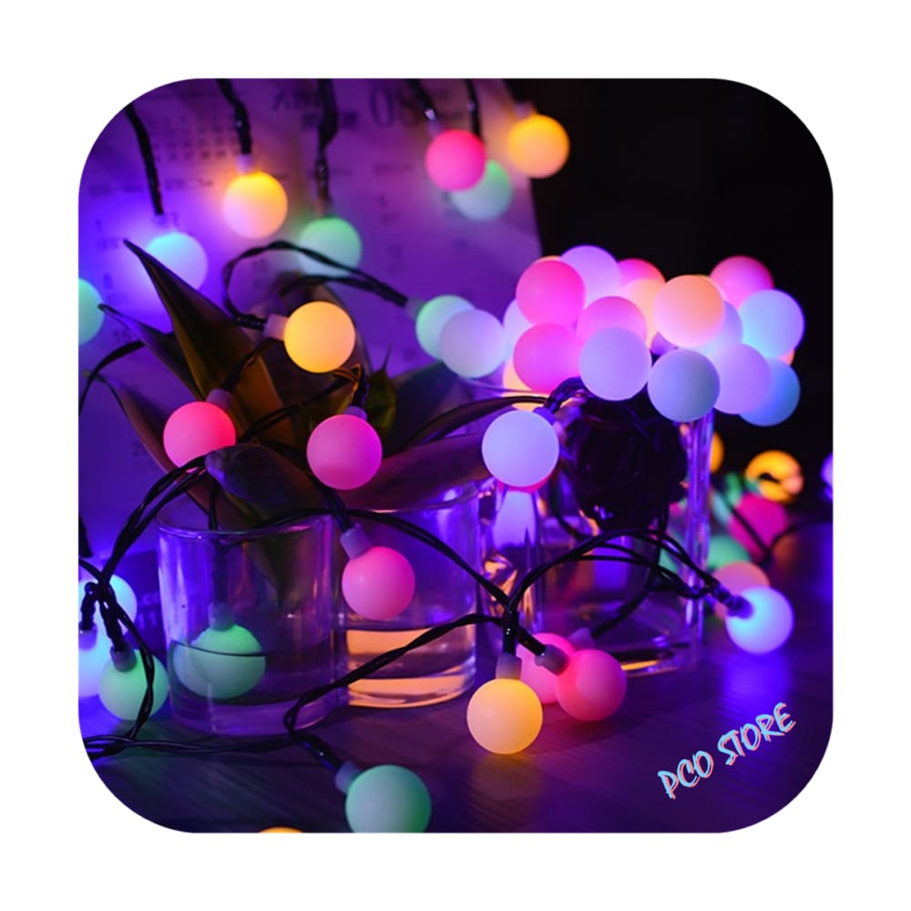 Cordão Led Luz Varal 8 Funções 100 Bolinhas 8m Fio Verde Colorido 110V