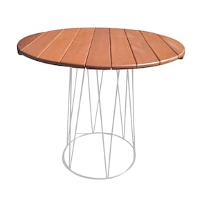 Mesa para Área Gourmet Redonda 90cm Logan Base em Ferro Branco
