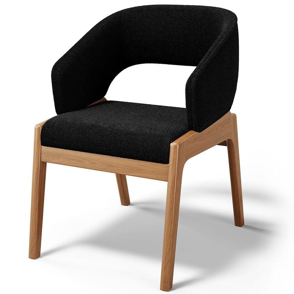 Cadeira de Jantar e Estar Living Estofada Lince L02 Bouclê Preto - Lyam Decor