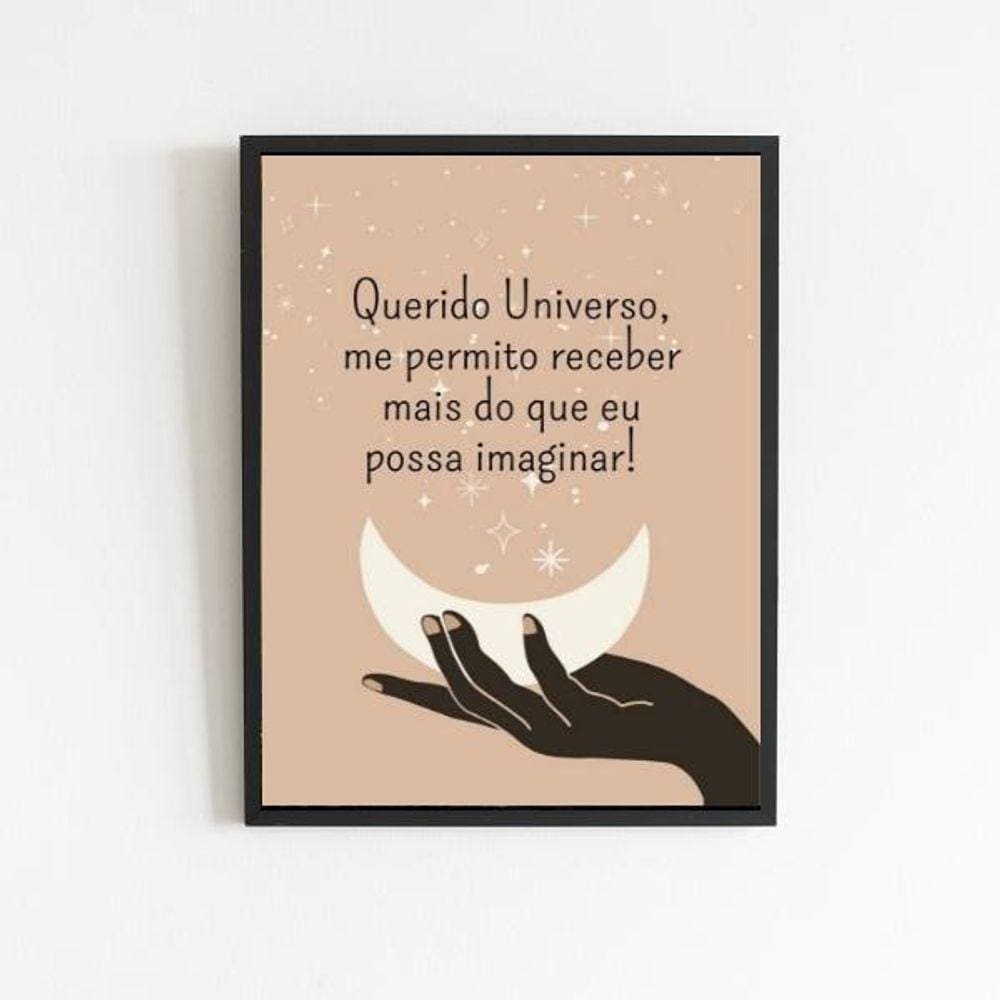 Quadro Querido Universo Me Permito Receber 33X24Cm - Com Vidro