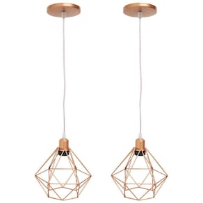 Kit 2 Pendente Aramado Diamante Luminárias Lustre Cabo Cristal Pequeno Teto Retrô Agp Ilumini