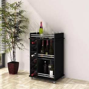 Adega Bar para 6 Garrafas 3 Prateleiras Ibiza Preto