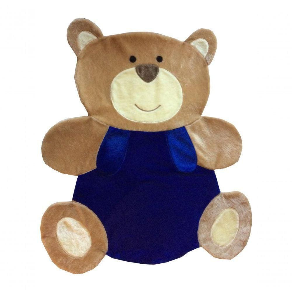 Tapete Pelúcia Urso Abraço 1,30M X 1,05M Decorativo Quarto Infantil Base Emborrachado - Azul Royal
