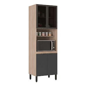 paneleiro firenze com vidro 4 pt avena e grafito