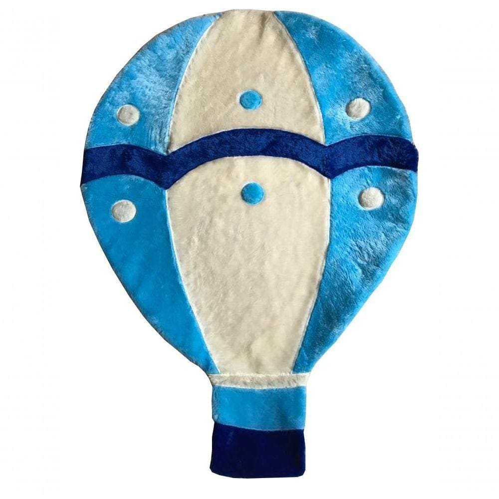 Tapete Pelúcia Balão 1,25M X 90Cm Quarto Infantil Base Emborrachado - Azul