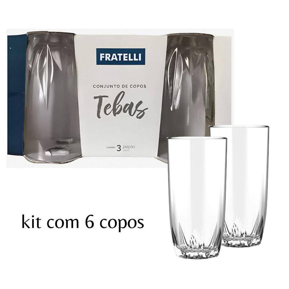 Jogo Kit 12 Copos Altos 300ML em Vidro Grosso Long Drink