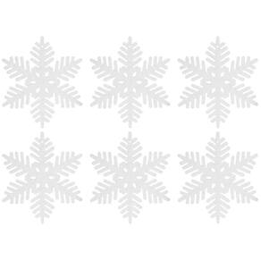 Jogo Floco de Neve Gliter Branco 18cm Enfeite Natalino 6 Peças - Yangzi