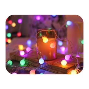 Cordão Led Luz Varal 8 Funções 80 Bolinhas 8m Fio Transparente Colorido 220V