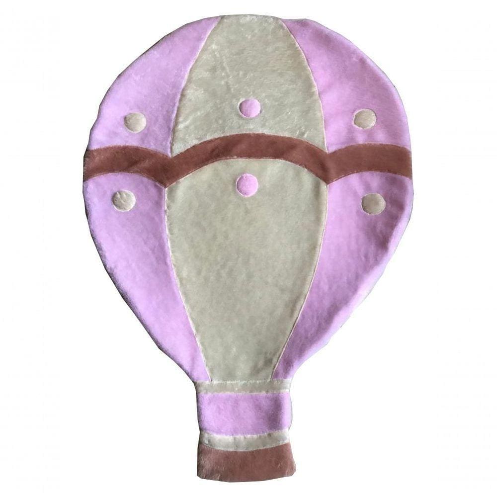 Tapete Pelúcia Balão 1,25M X 90Cm Quarto Infantil Base Emborrachado - Rosa