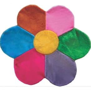 Tapete Pelúcia Margarida Colorida 90Cm X 90Cm Quarto Infantil Base Emborrachado Decorativo