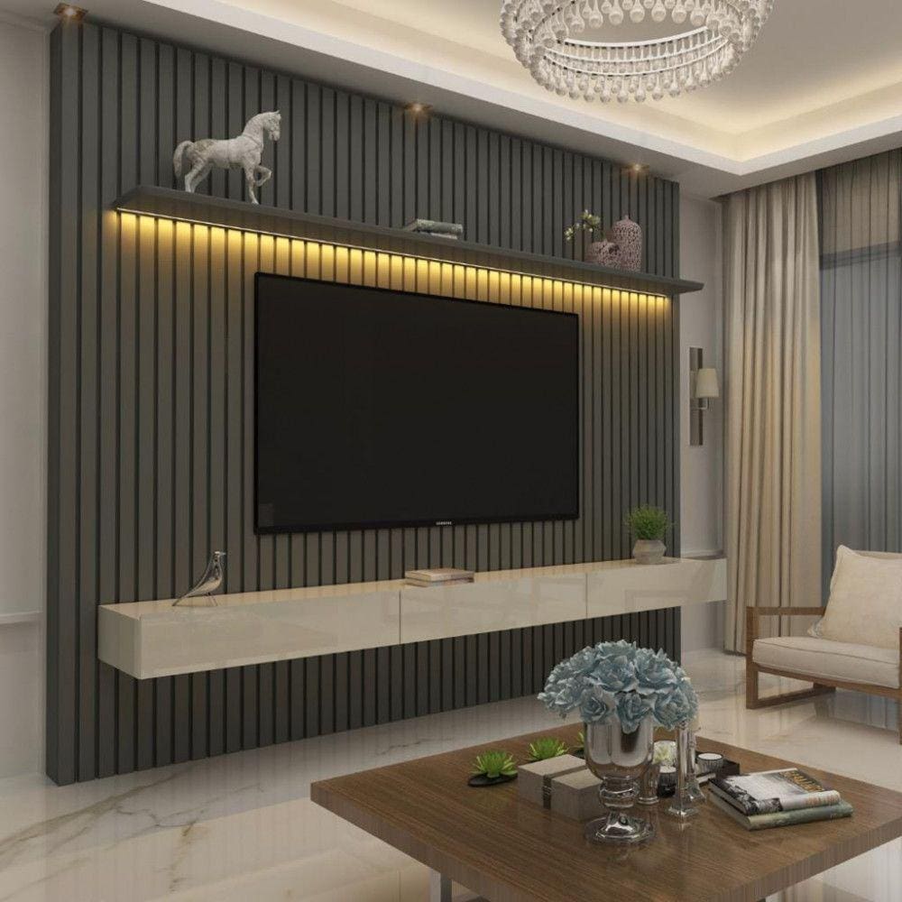 Painel para TV até 85 Polegadas 3 Gavetas Led Ripado 230 Nobre Gelius