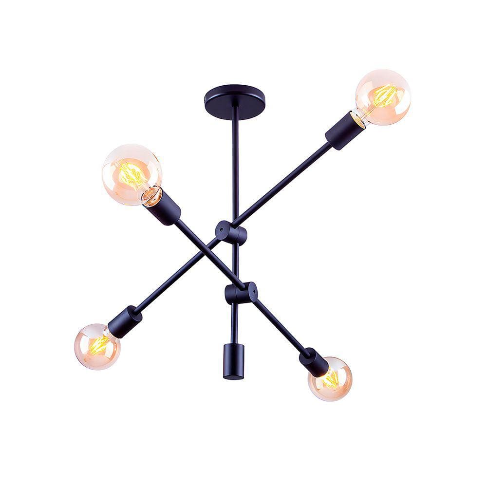 Lustre Pendente Startec Circuit 4 Preto E27 Bivolt