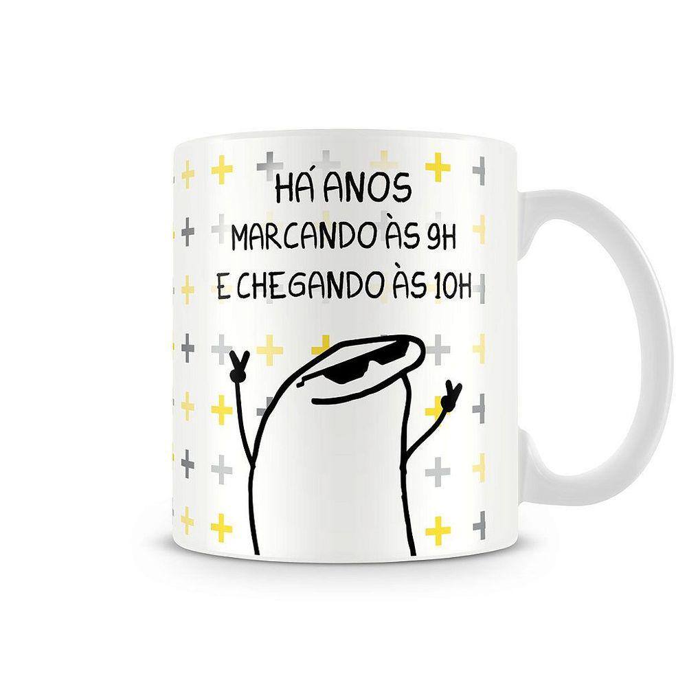 Caneca meme flork há anos atrasado