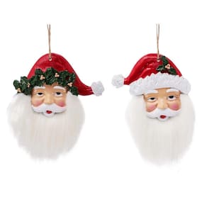 Jogo Rosto Papai Noel Resina 12cm Pendente Árvore Natal 2 Unidades - Magizi
