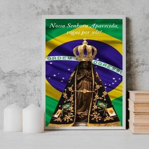 Quadro Nossa Senhora Aparecida Rogai Por Nós 45X34Cm - Com Vidro