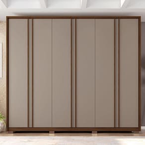 Guarda Roupa Casal 6 Portas Lisas com 4 Gavetas Suburban Havana/Cinza