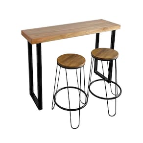 Conjunto Guatemala Mesa Aparador 120cm com 2 Banquetas Industriais Base em Ferro Preto