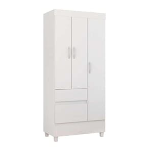 guarda-roupa solteiro  flex 3 pt 2 gv branco e rosa