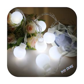 Cordão Led Fio Transparente Fixo Luz Varal 20 Bolinha 4m Festa Decor Branco Frio Bivolt