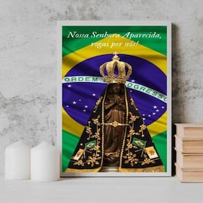 Quadro Nossa Senhora Aparecida Rogai Por Nós 24X18Cm