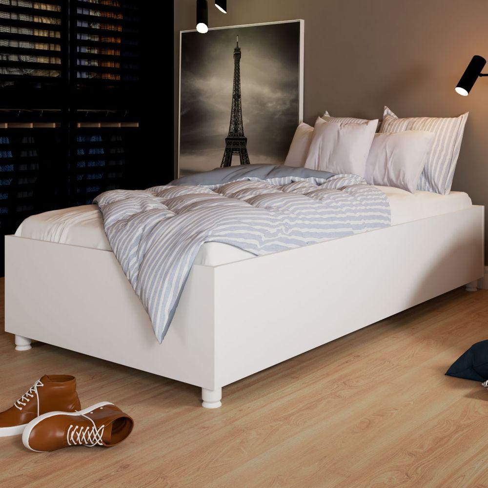 Cama Box de Solteiro Malta Branco - Panorama Móveis