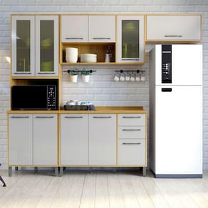 Cozinha Compacta 4 Peças Detalhe Vidro Áustria Valdemóveis