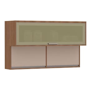 Armário Aéreo 120cm 3 Portas Basculantes com Vidro Reflecta Lari Luciane Móveis