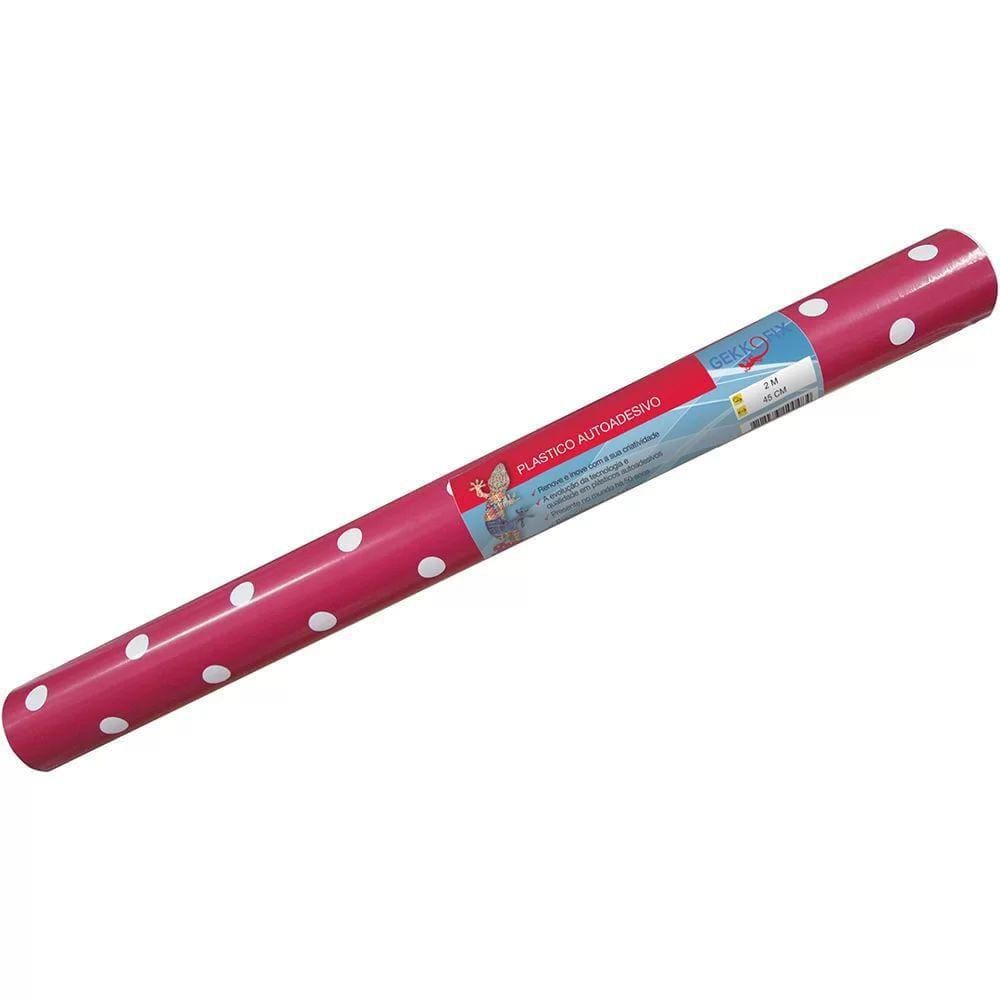 Plástico Adesivo Poa Branco/Rosa 2mx45cm 12700BR - GekkoFix