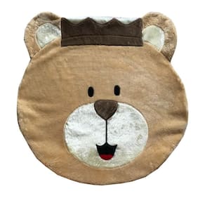 Tapete Pelúcia Urso Rei 95Cm X 90Cm Quarto Infantil Base Emborrachado