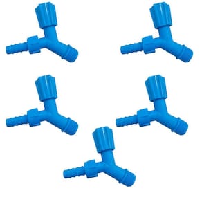 Kit 5 Torneiras Para Tanque E Jardim Bico 1/2 Azul Neon