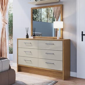 Cômoda 6 Gavetas com Espelho Prime CM3060/E Decibal Naturalle Cristalo