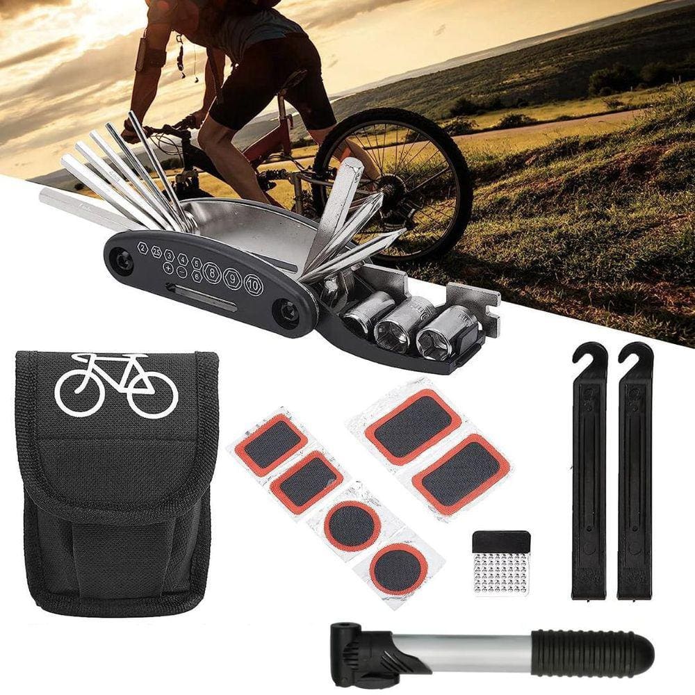 Kit Ferramentas Bike Chaves Bomba Remendo Reparo Pneu