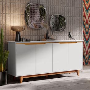 Aparador Buffet 163 cm 04 Portas Retrô Flow Branco