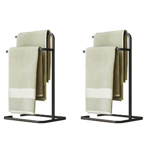 Kit 2 Porta Toalha Toalheiro Duplo Lovell Bancada Preto Cozinha Lavabo DHom