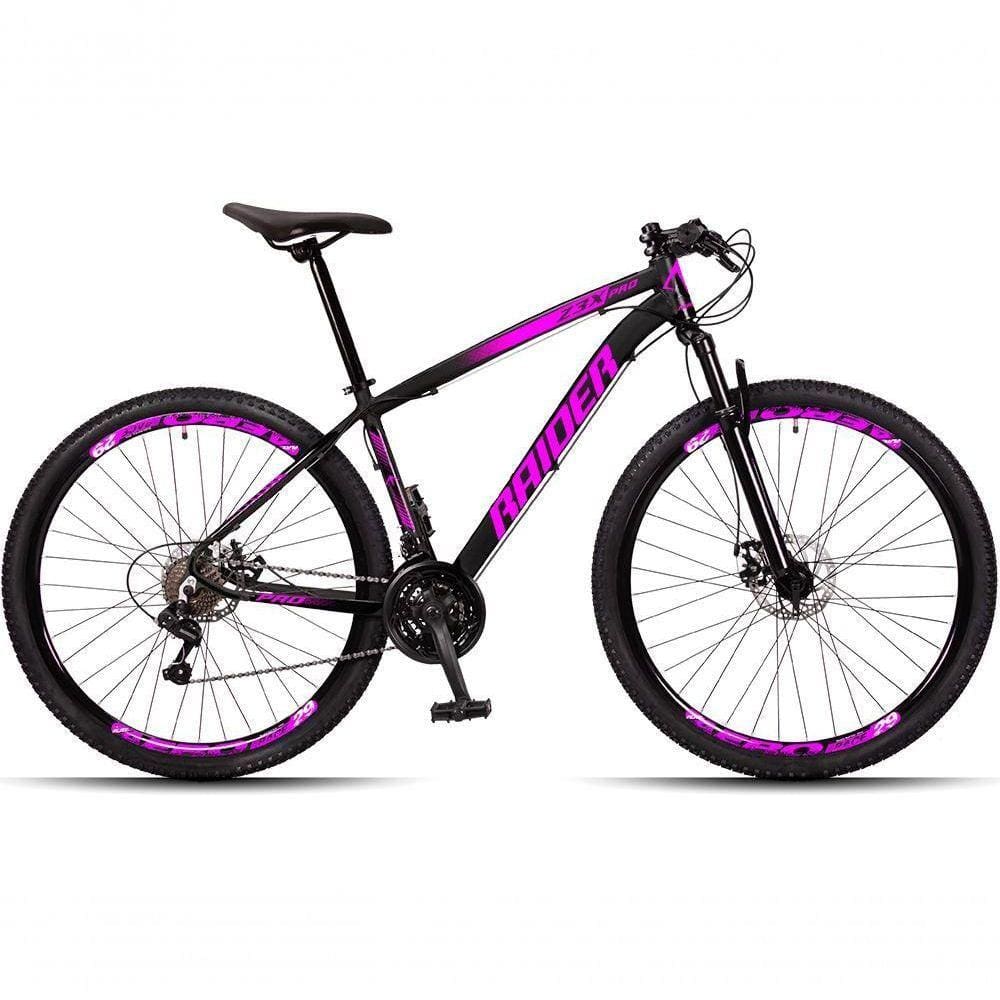 Bicicleta Aro 29 Raider Z3x 24 Vel Câmbio Traseiro Shimano Freio A Disco Bike Mtb Alumínio Preto+rosa