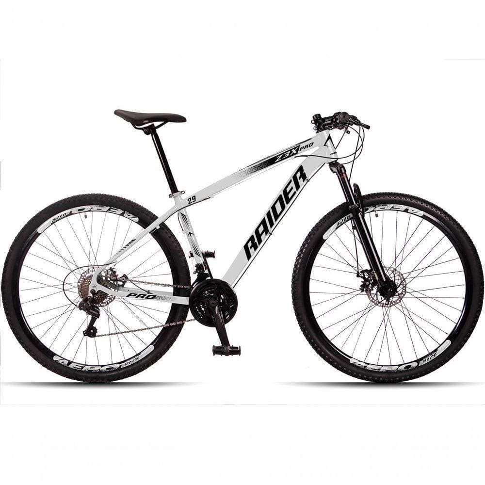 Bicicleta Aro 29 Raider Z3x 24 Vel Câmbio Traseiro Shimano Freio A Disco Bike Mtb Alumínio Branco+preto