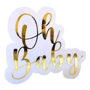 Placa Acrílico Espelhado Dourado Chá Revelação Oh Baby 86Cm