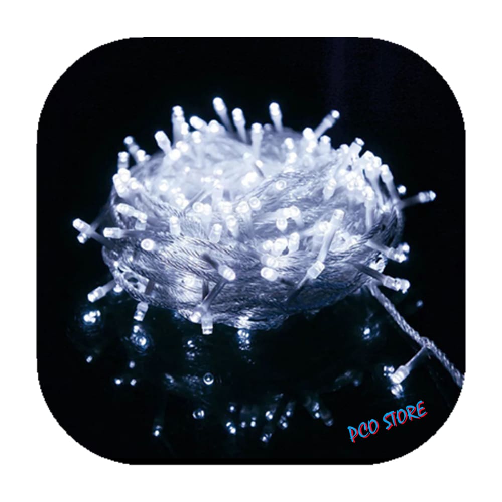 Cordão Pisca 100 Led Prova D´água Fixo Branco Frio Fio Transparente 10m Decor Natal 220v