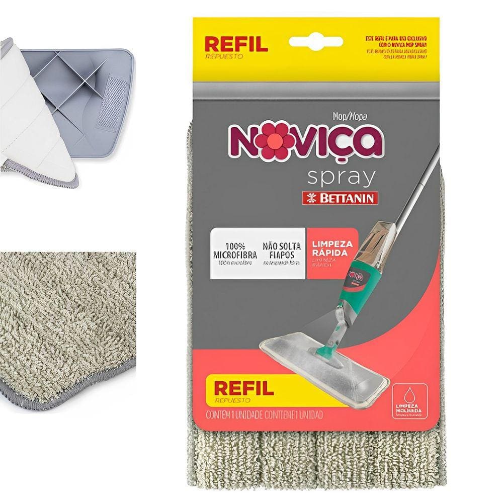 Refil Mop Spray Slim Noviça Tecido Microfibra Limpeza Casa Chão BT191R Bettanin