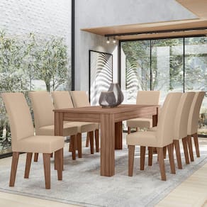 Conjunto Grecia 185x84cm com 8 Cadeiras Amendoa/51C